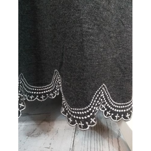 Charcoal Gray Scallop Maxi Dress NWT Boutique GIFT - Picture 4 of 8